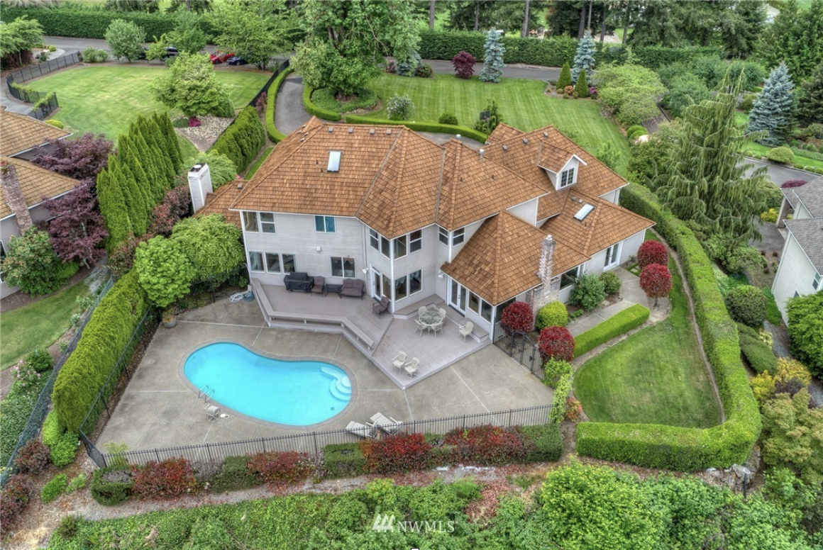 French country inspired remodel drone shot