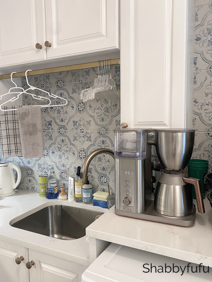 coffee station in the laundry room