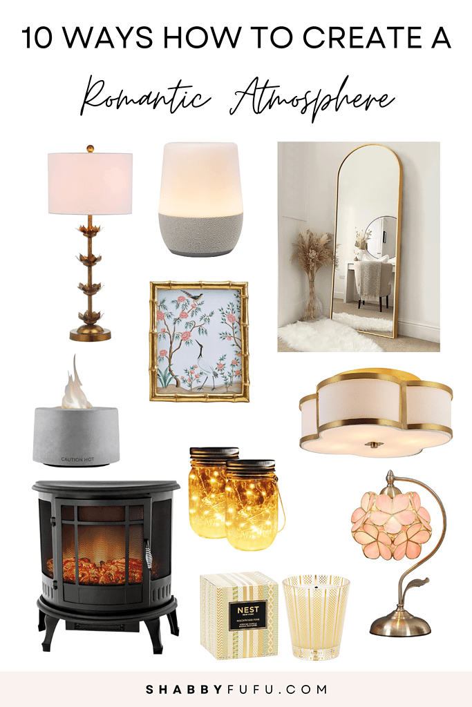 graphic of product collages with the title "10 ways to create a romantic atmosphere"