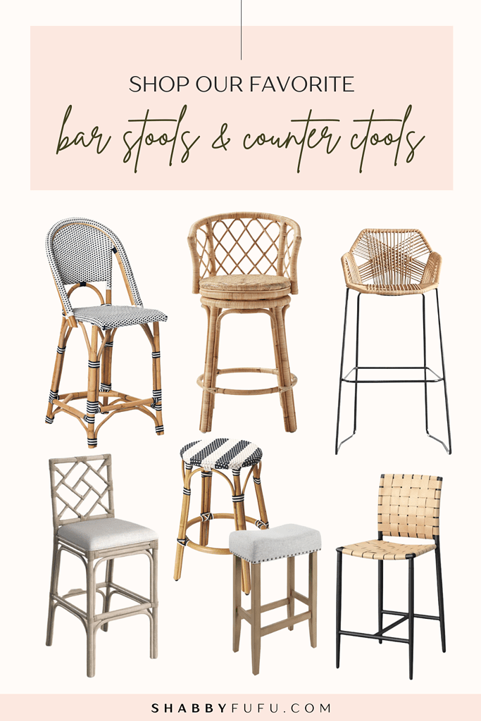 collage graphic featuring bar stools