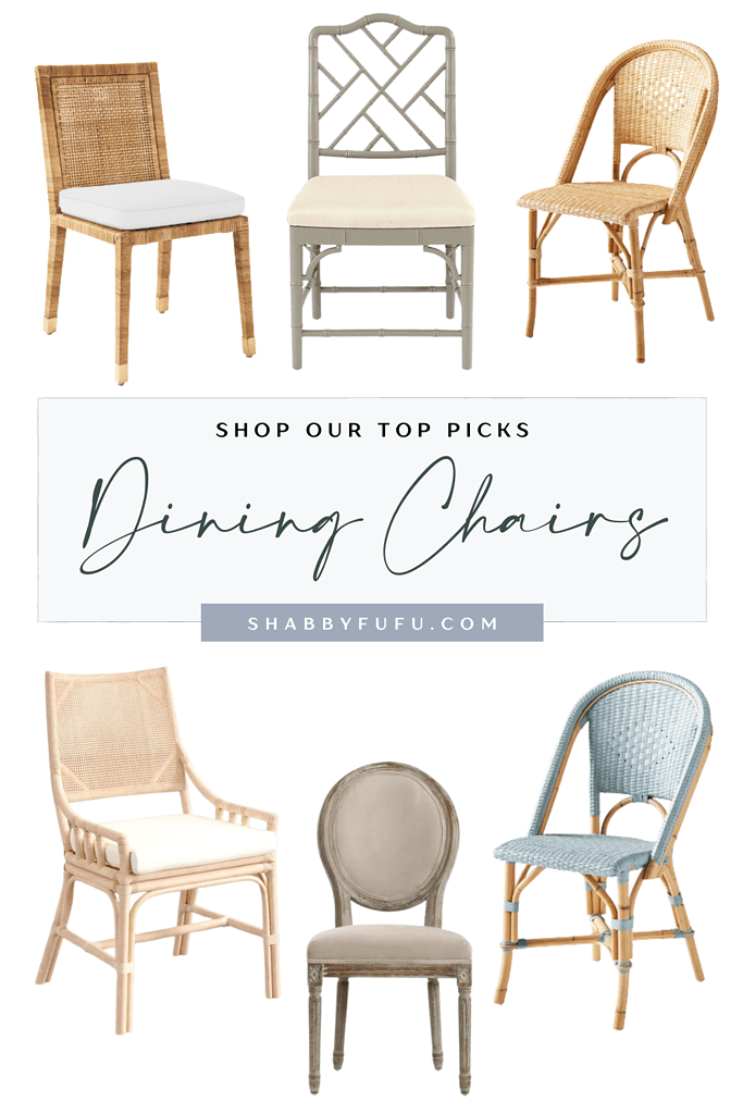 collage graphic featuring dining chairs
