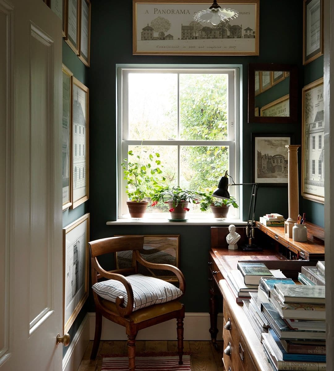 Home office workspace idea featuring a small traditional office 