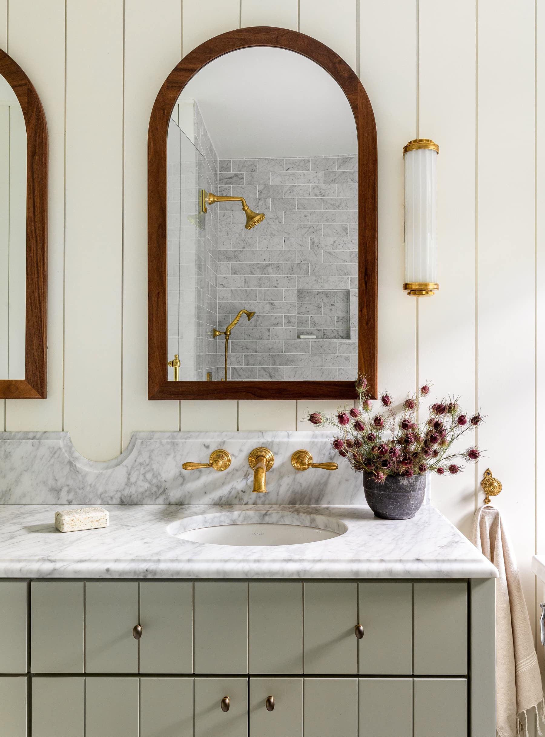 home tour featuring a vintage inspired cottage bathroom