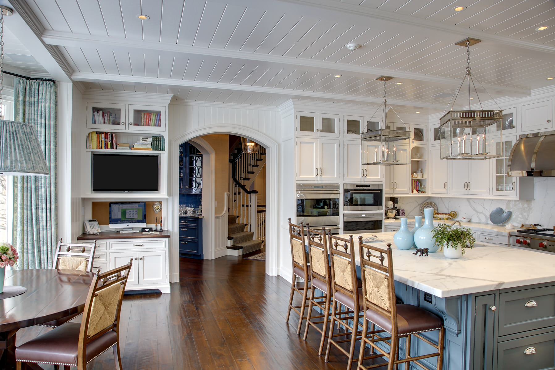 Traditional shingle style home tour featuring a kitchen with a coastal style