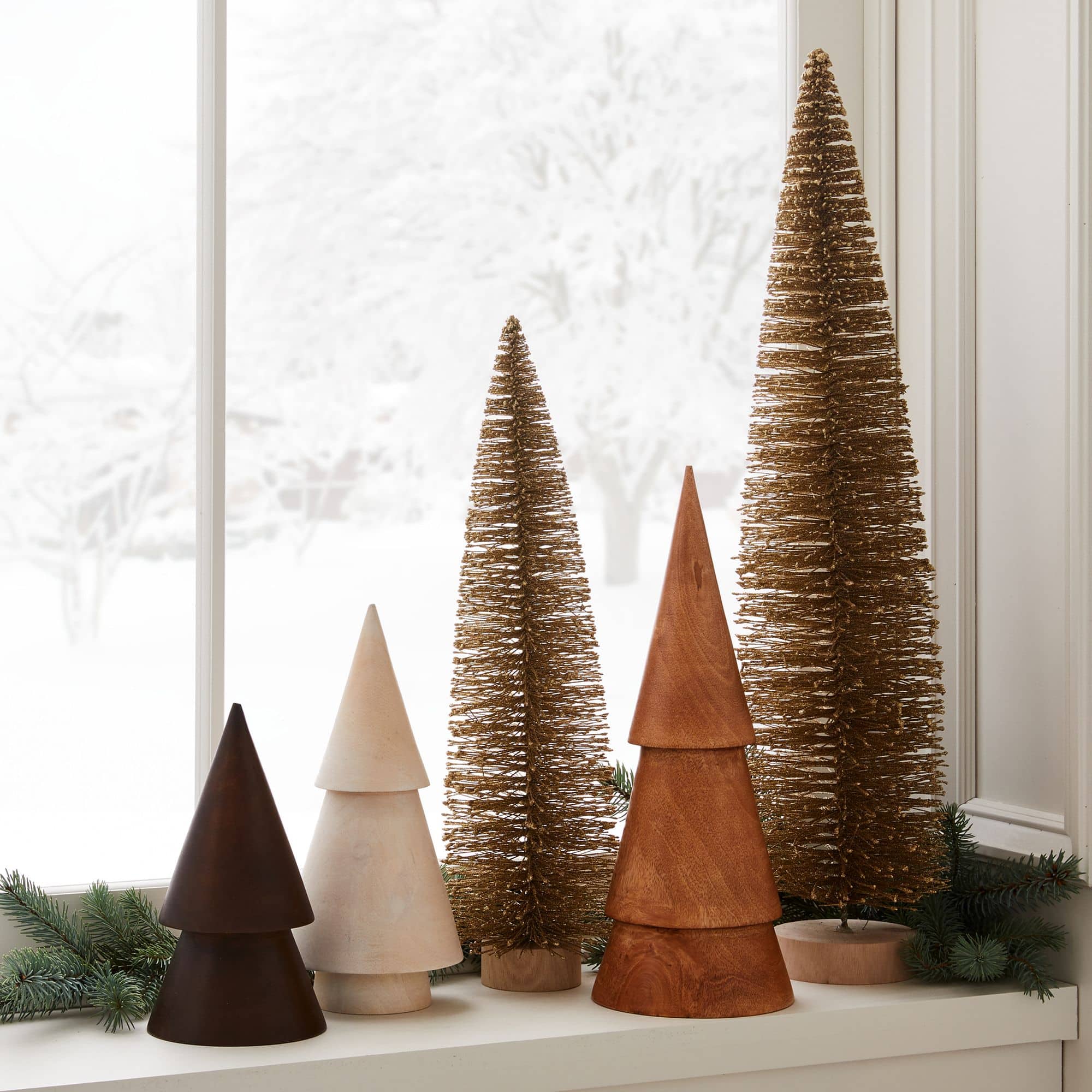 Tiny stacked wood Christmas trees