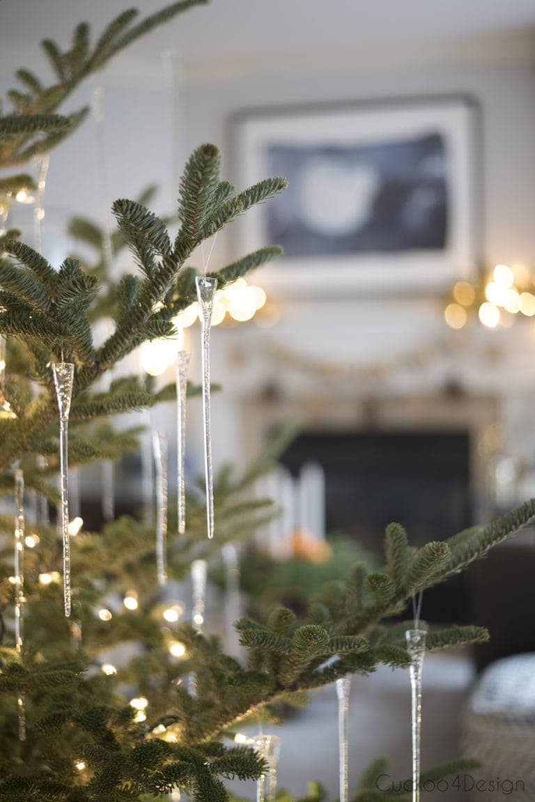 Christmas tree idea with boho hygge style featuring icicles