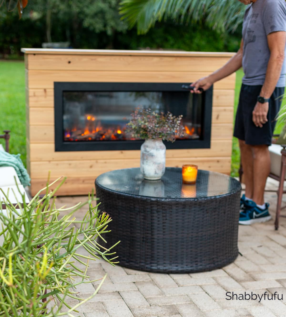 remote control outdoor electric fireplace