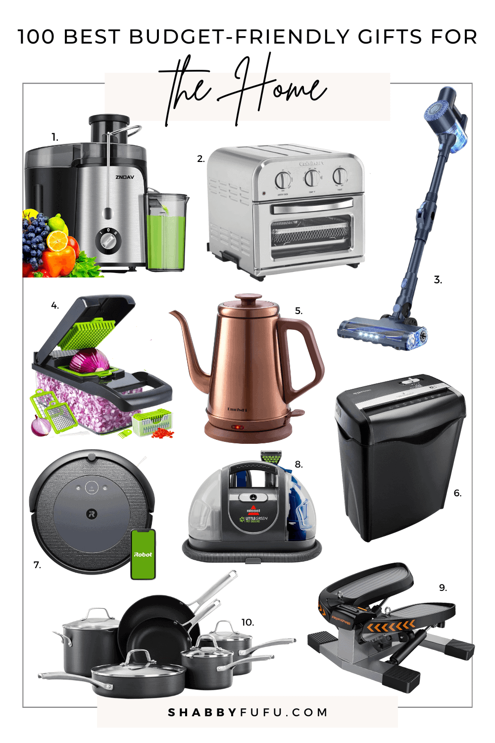 Collage image featuring different products titled "100 Best Budget Friendly Holiday Gifts For the Home"