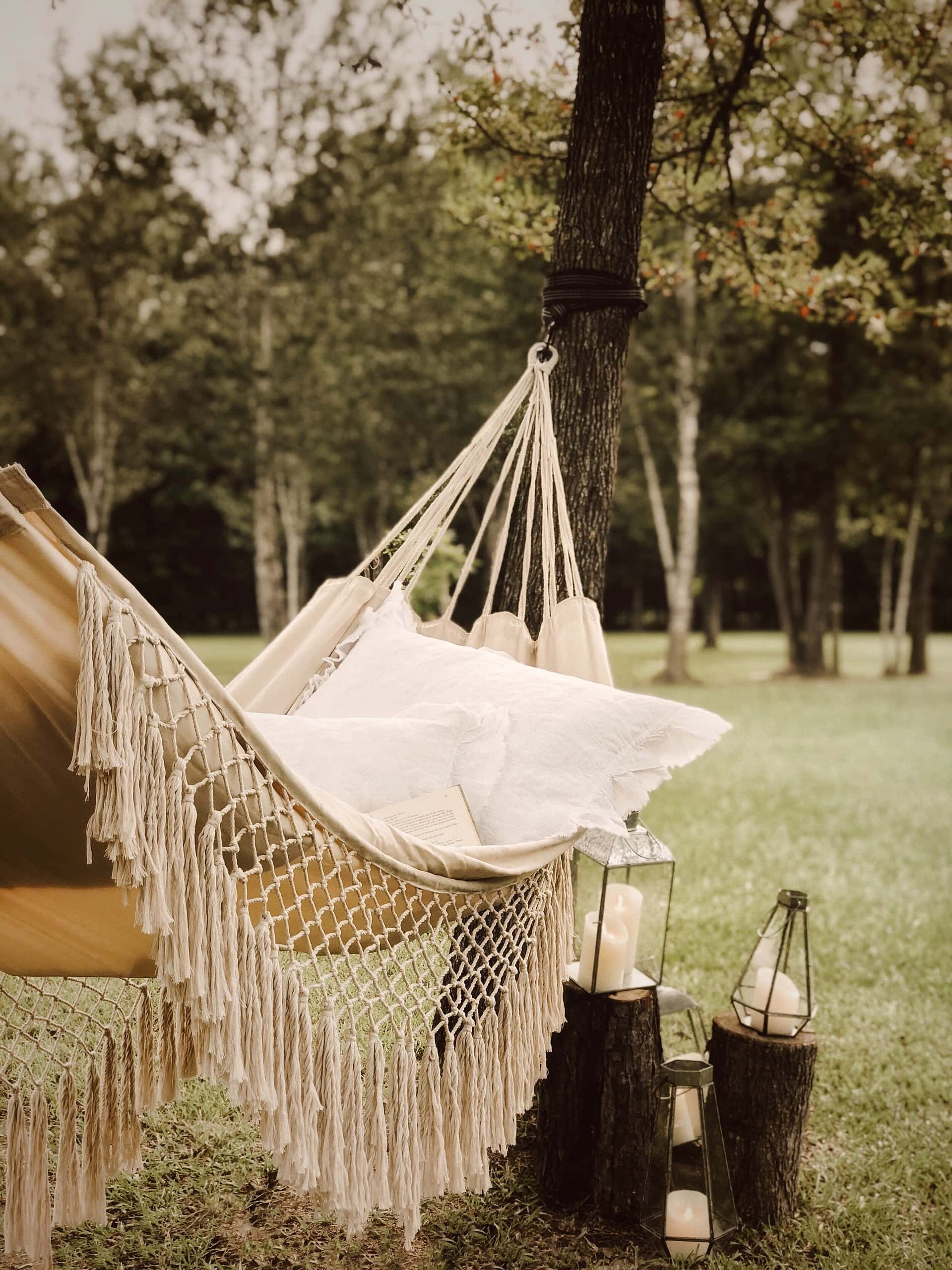 outdoor decorating idea featuring hammock