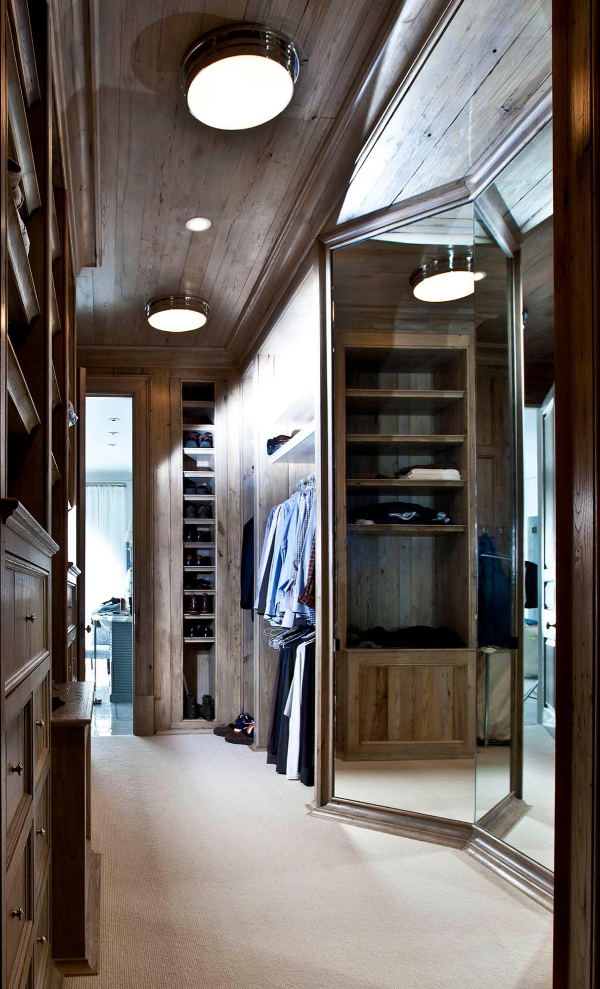 High-end walk-in closet featured in home tour