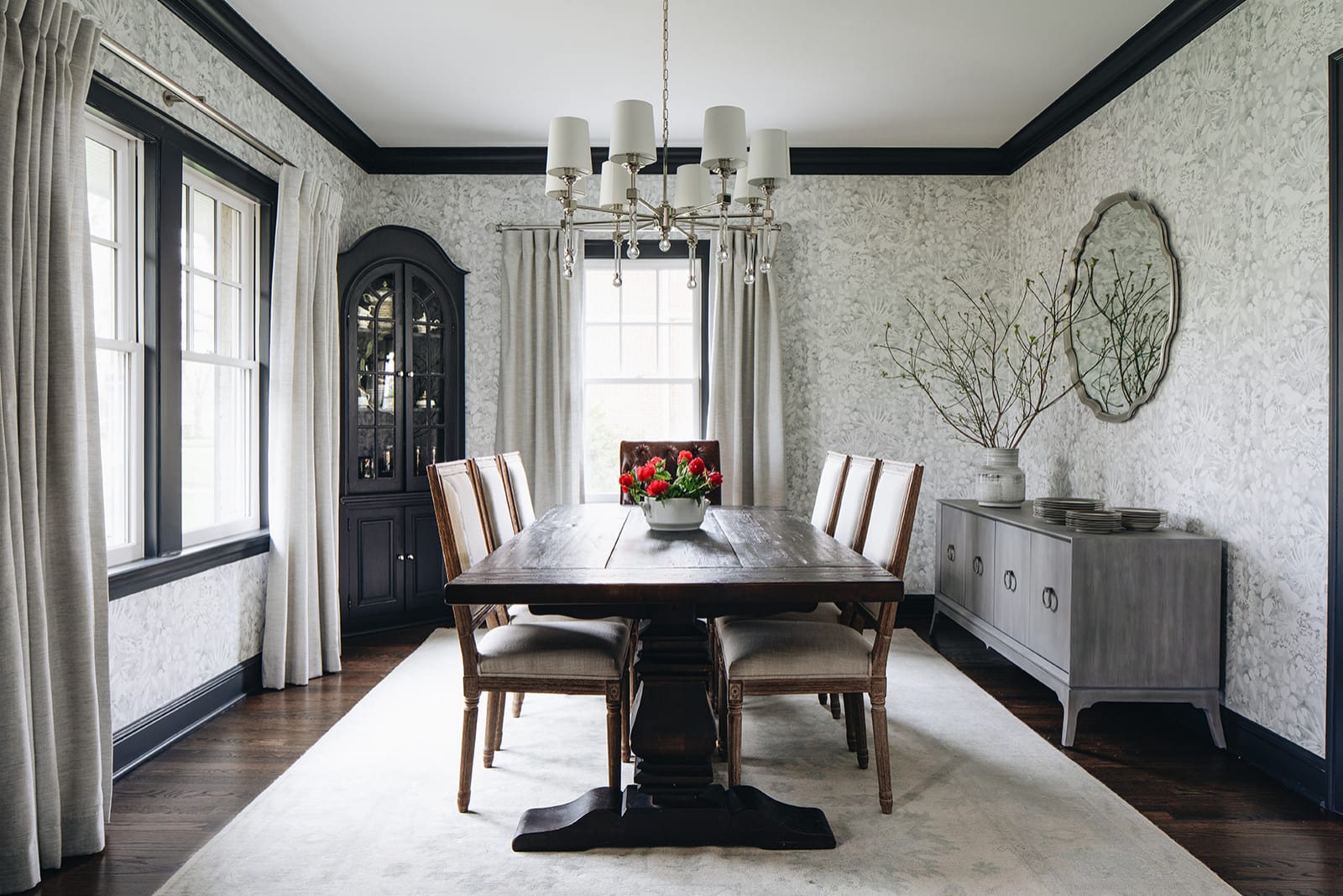 Traditional dining room in home tour featuring traditional wood table