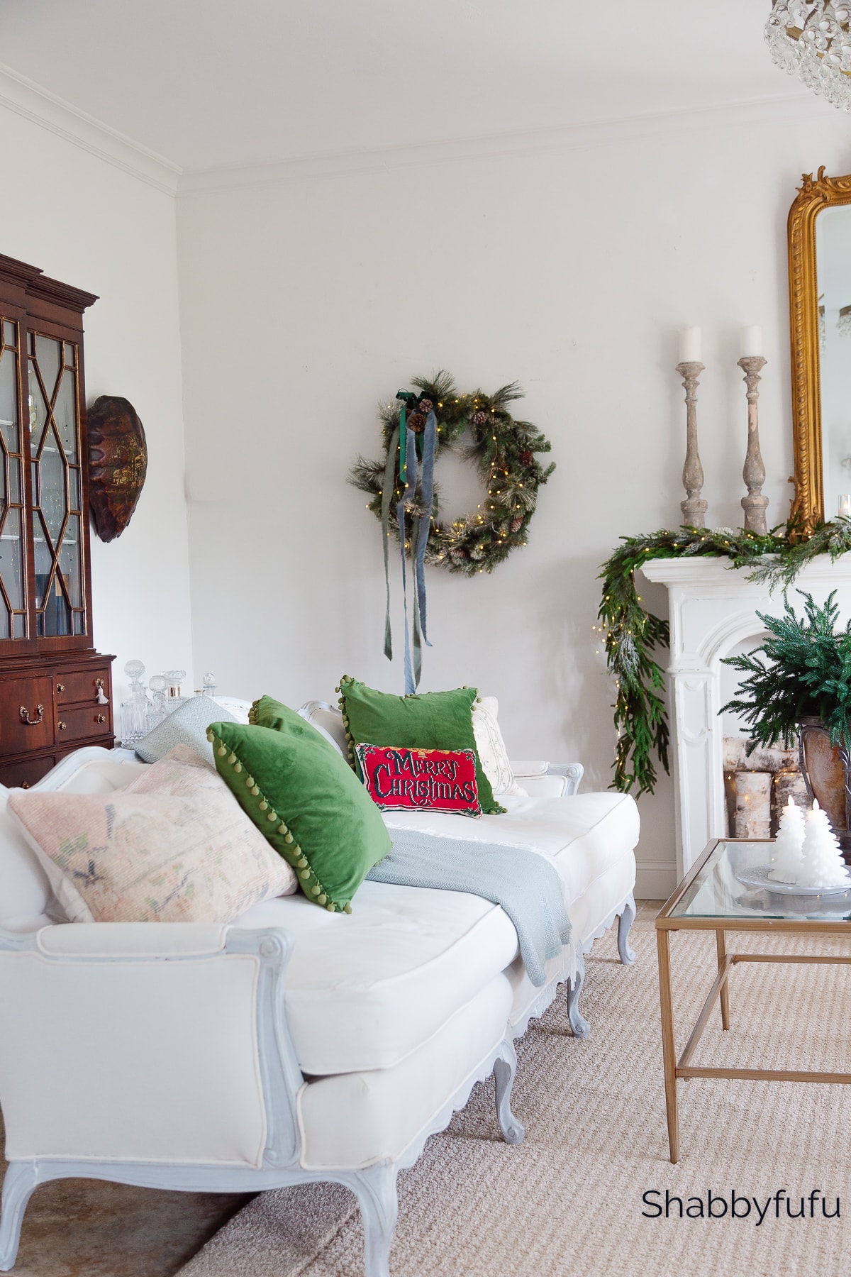 Transitional living room - decorate for Christmas 