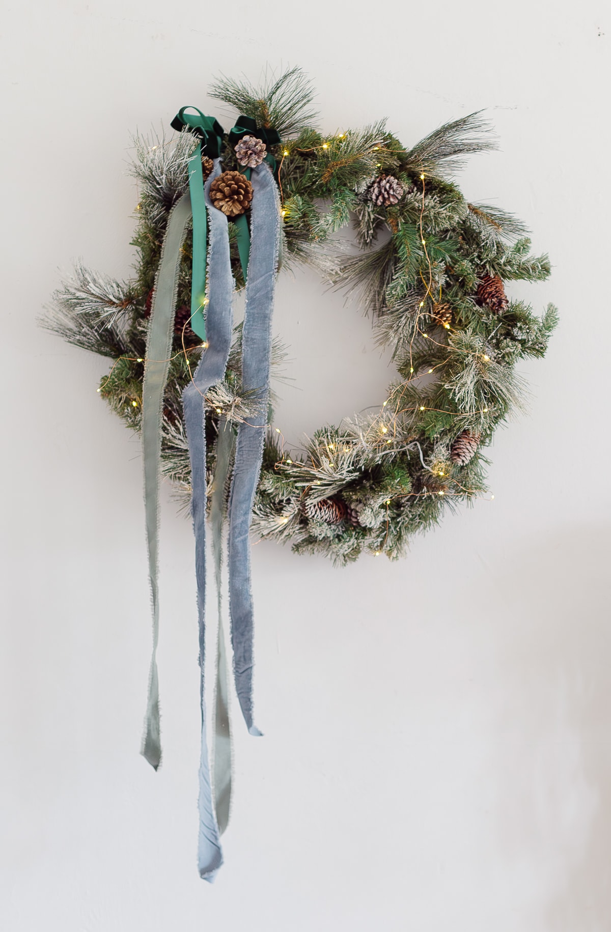 Christmas wreath with velvet ribbon