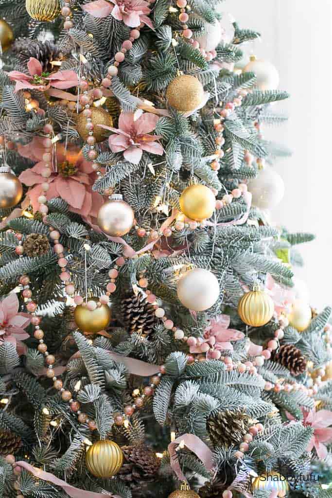 pink and gold Christmas tree
