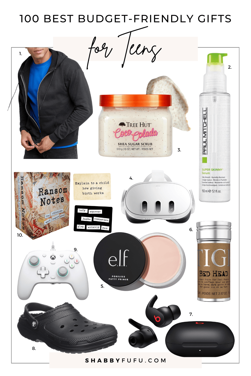 Collage image featuring different products titled "100 Best Budget Friendly Holiday Gifts For Teens"