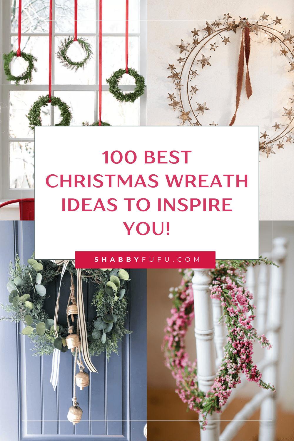 Decorative Pinterest collage featuring different wreath ideas
