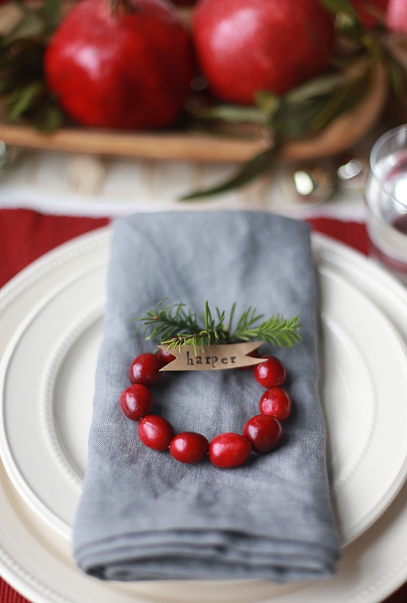 small wreath idea featuring a wreath napking ring and tag idea