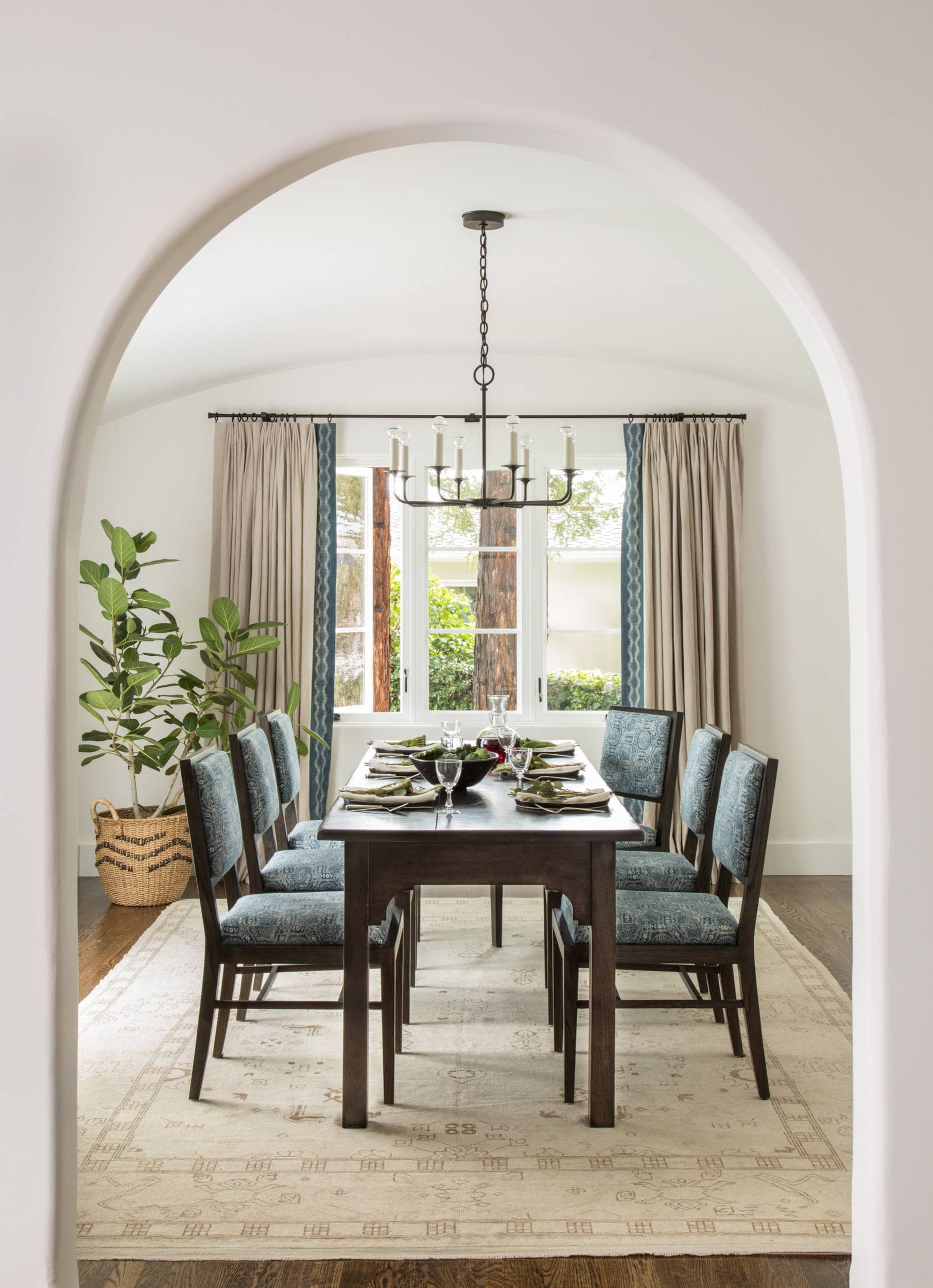 home tour in Hillsborough featuring a California Casual Design style dining room