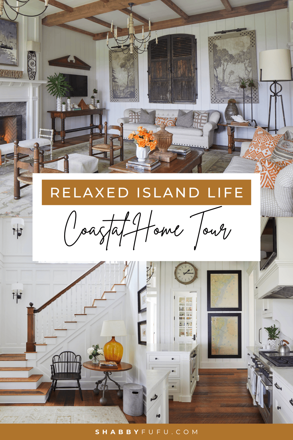 Decorative Pinterest collage featuring home tour