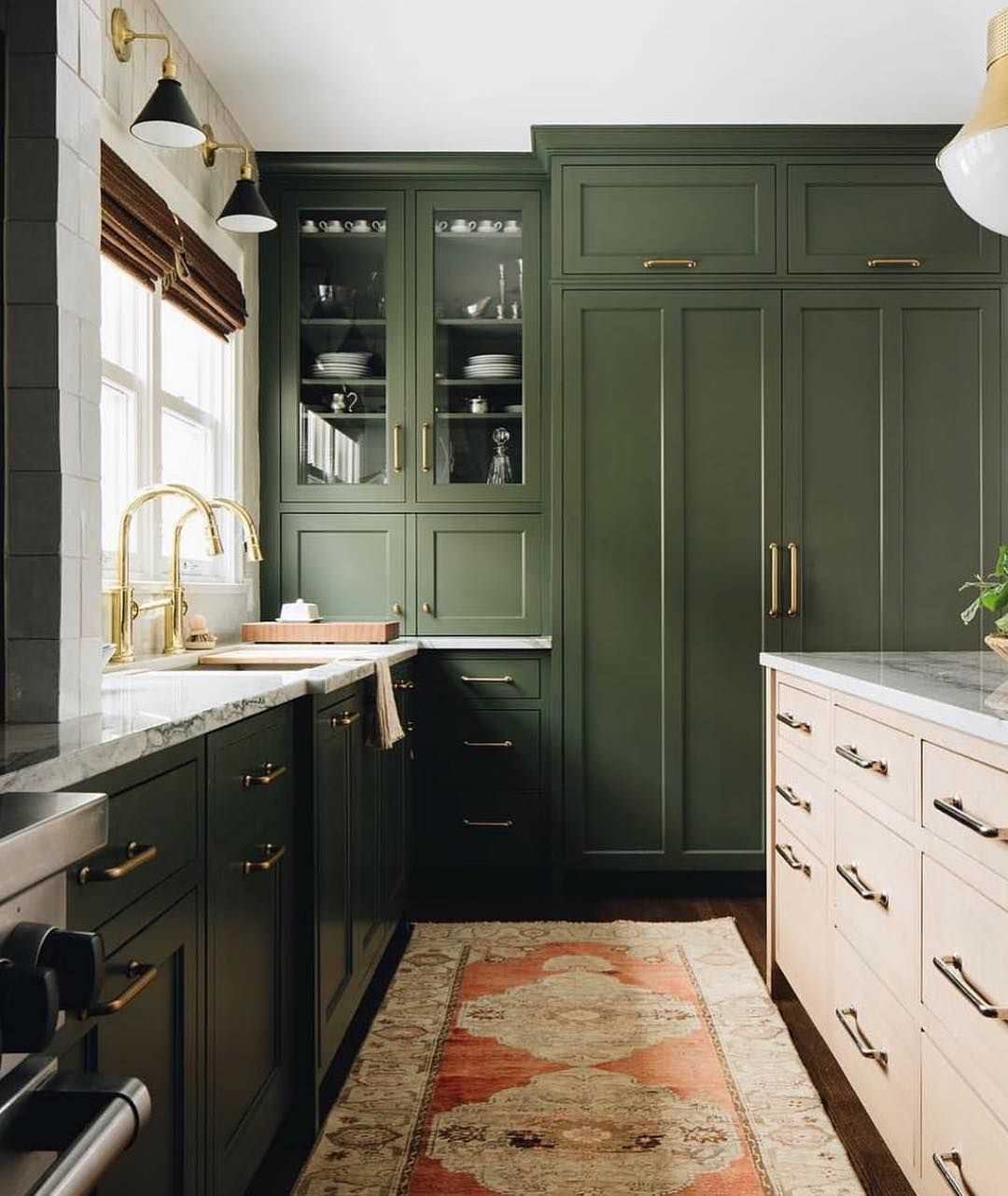 green and pink kitchen as example of green home decor