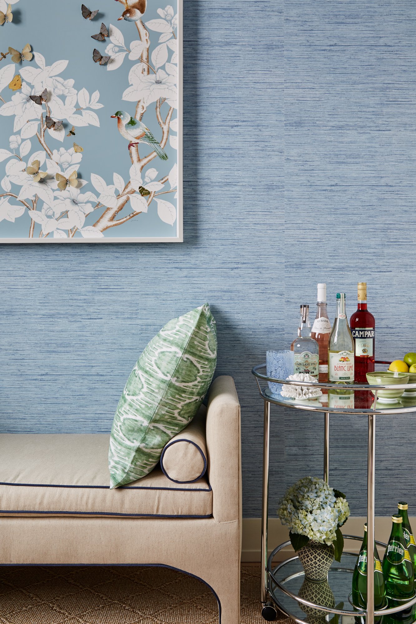 Ariel Okin interior design project Cobble Hill, featuring blue home office