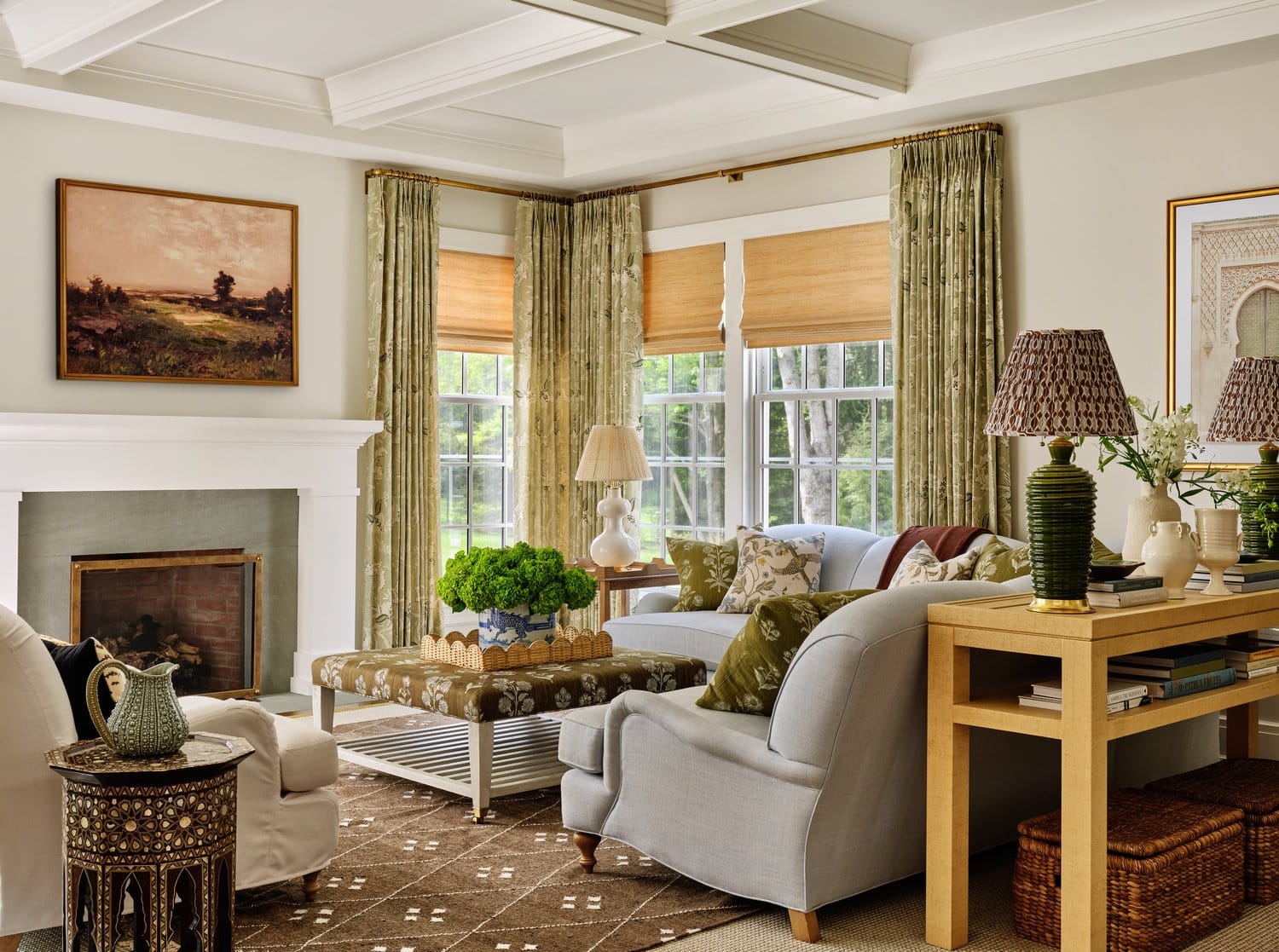 Ariel Okin interior design project New Canaan featuring traditional living room
