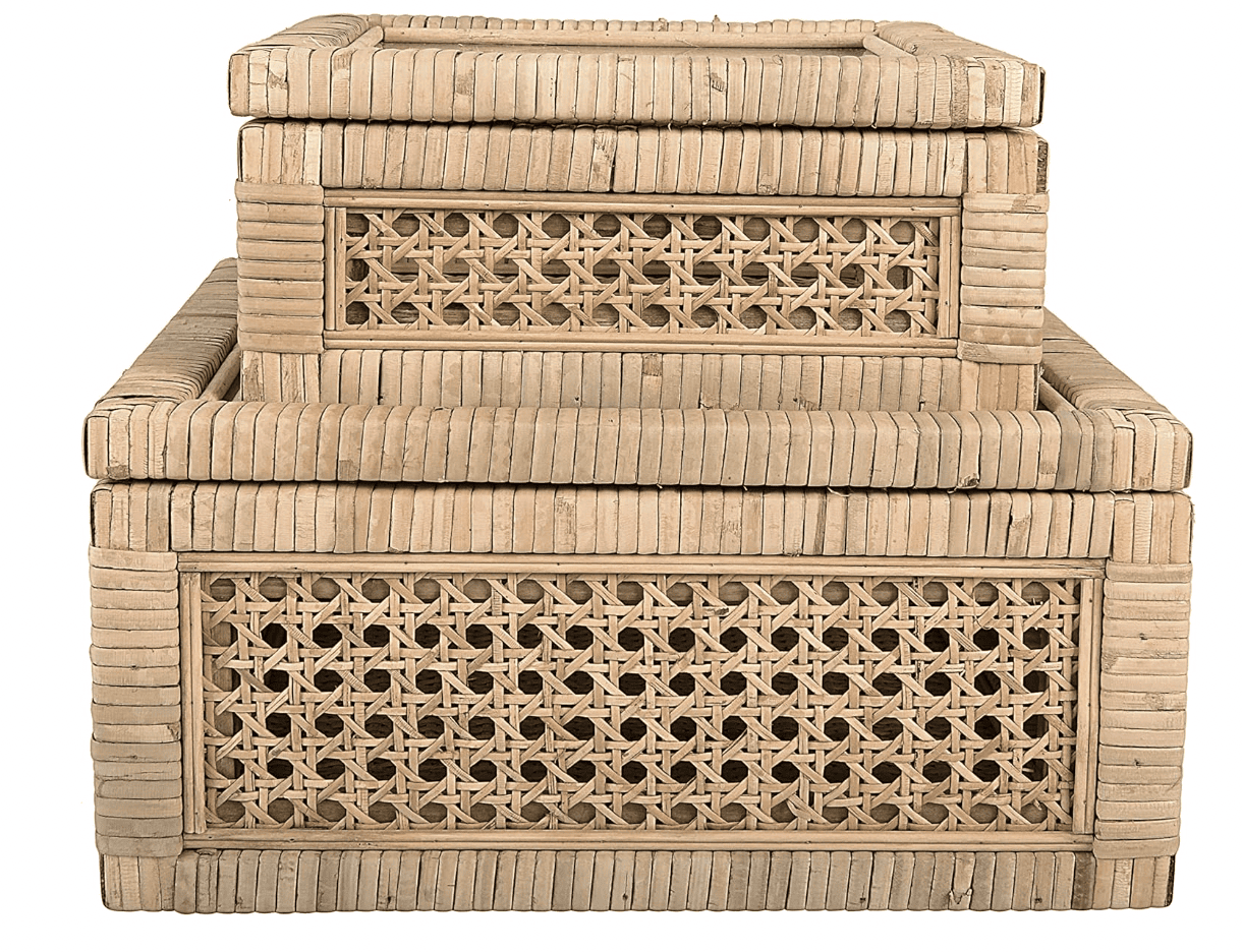set of two woven rattan boxes spring coffee table