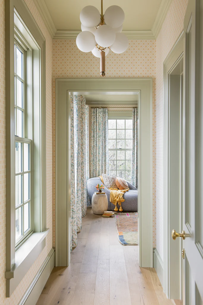 Spring color palette ideas featuring vintage pastel hallway in soft pale yellow