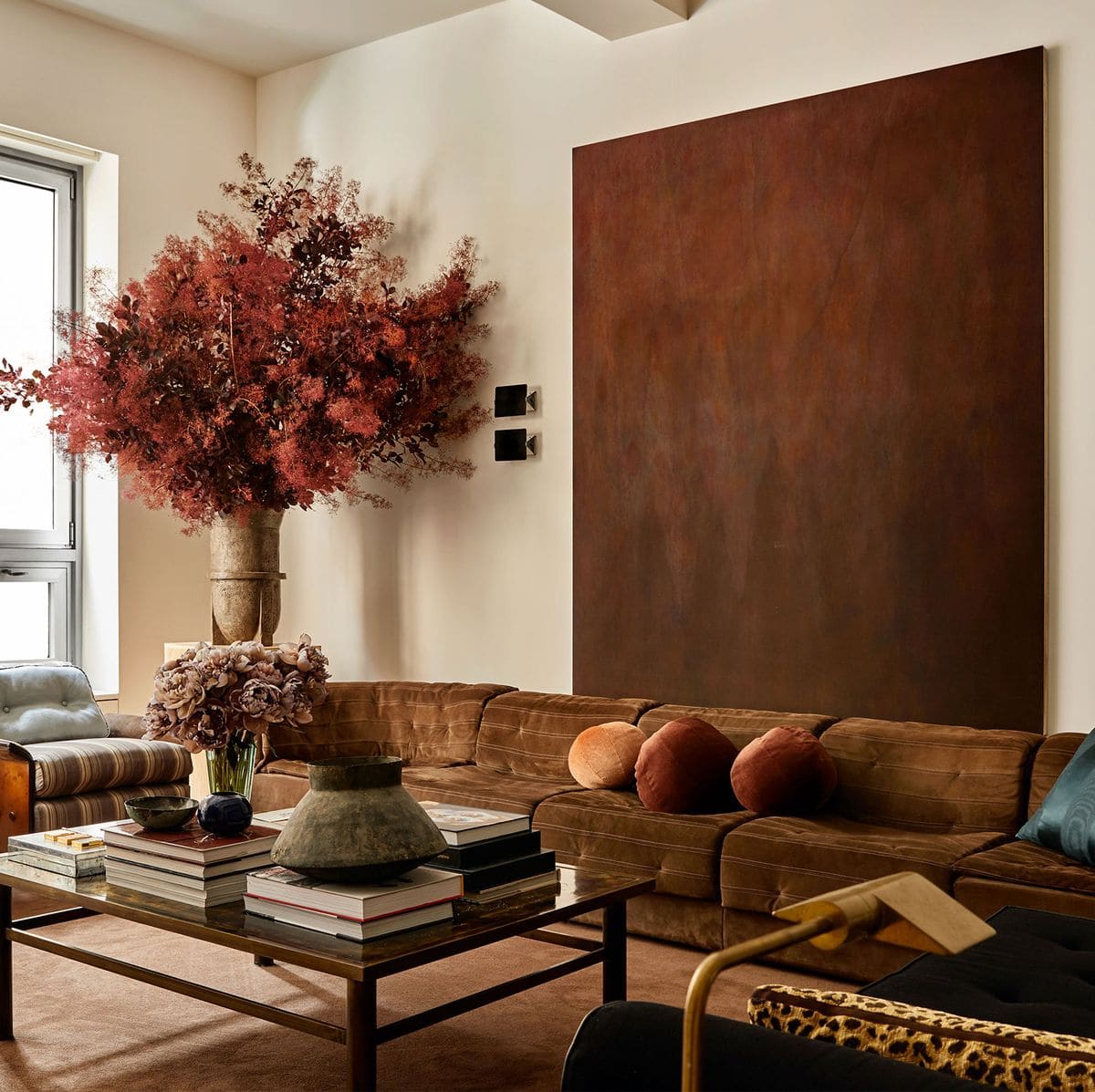 Spring color palette in brown shades featuring living room