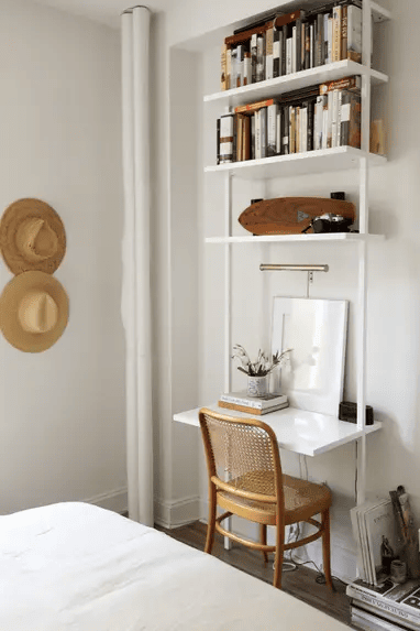 Bedroom featuring vertical desk bookshelf as an example of Style Small Space Ideas
