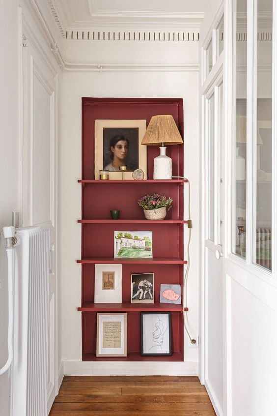 Hallway featuring colorful accent wall as an example of Style Small Space Ideas