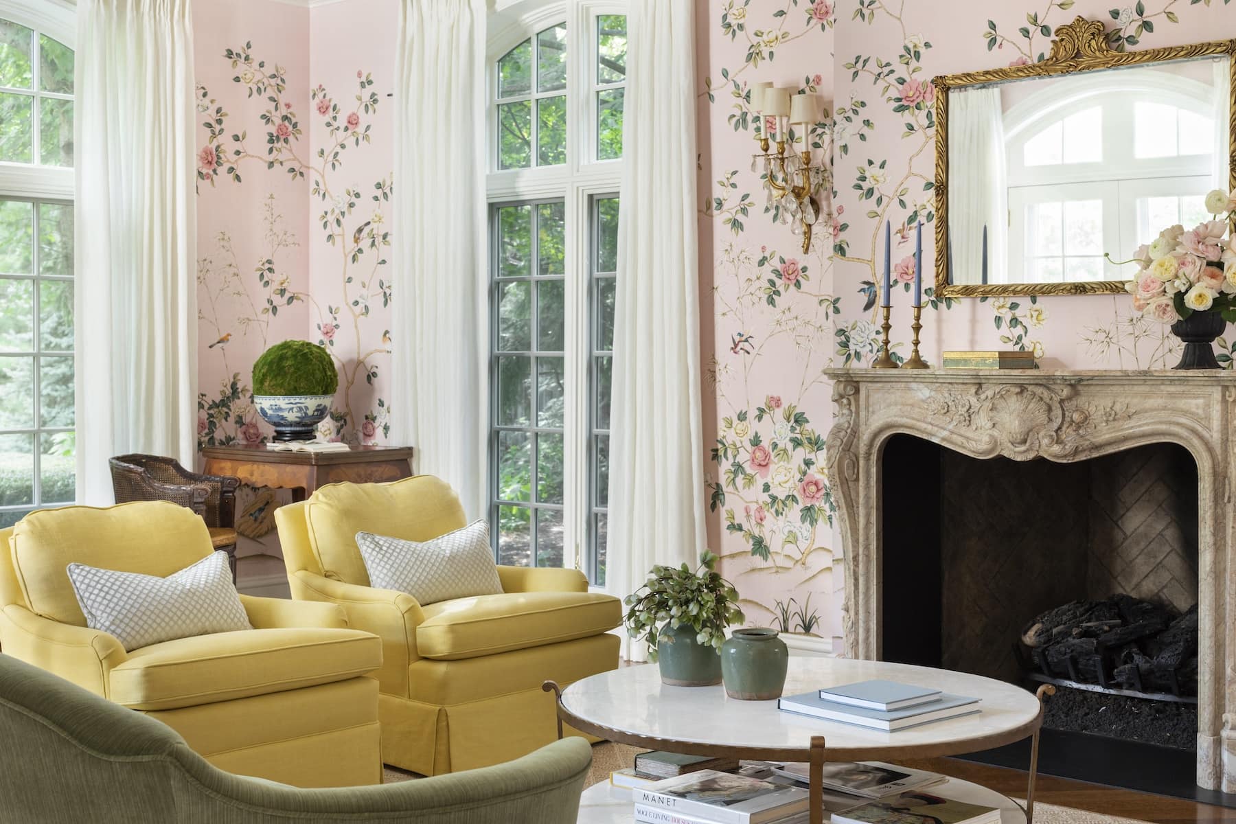 Fresh young design with romantic living room by Alexandra Kaehler.