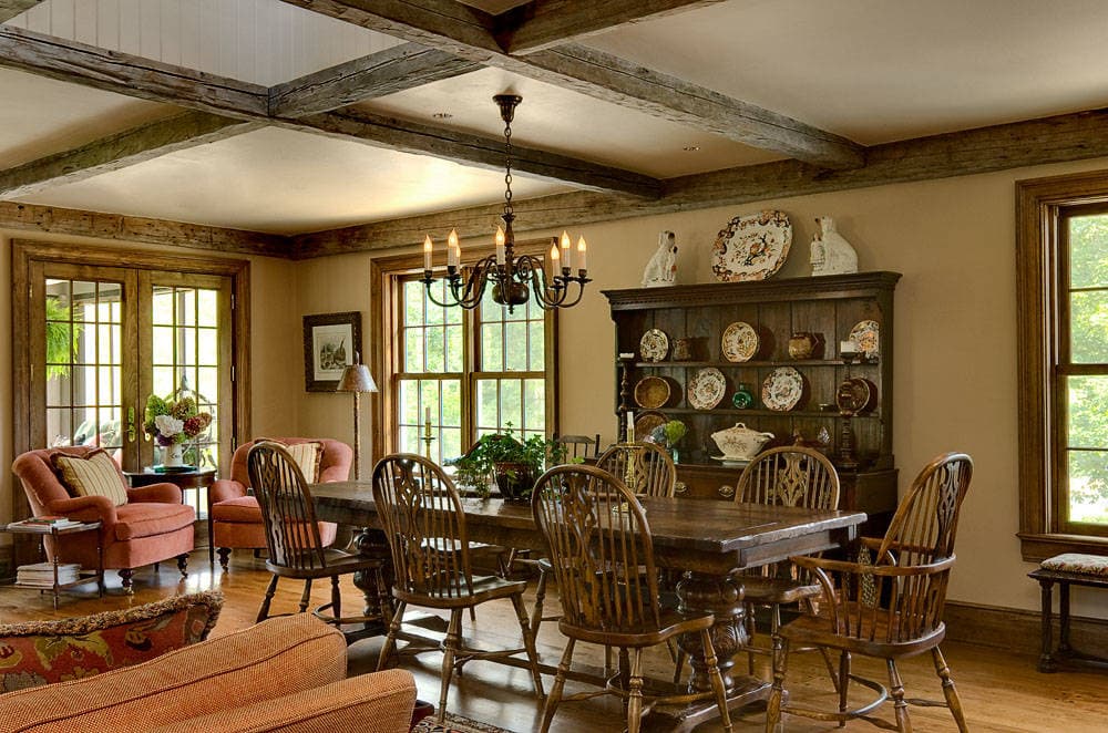 Antique renovated dining room featured in home tour with traditional style