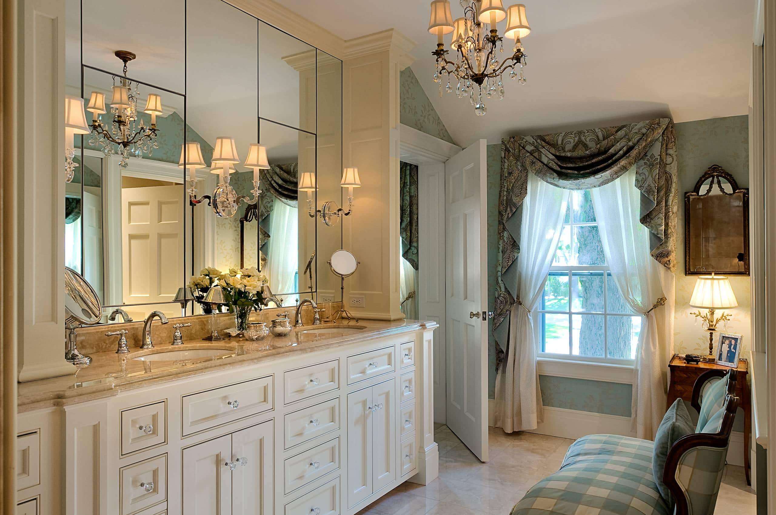Antique renovated bathroom room featured in home tour with traditional style