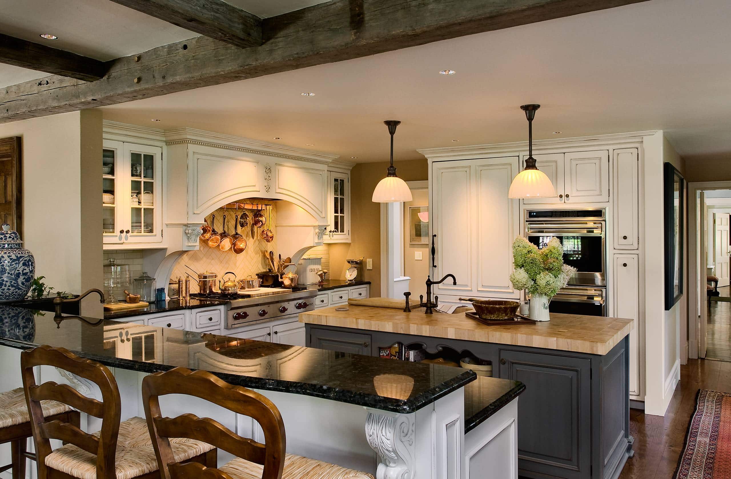 Antique renovated kitchen room featured in home tour with traditional style