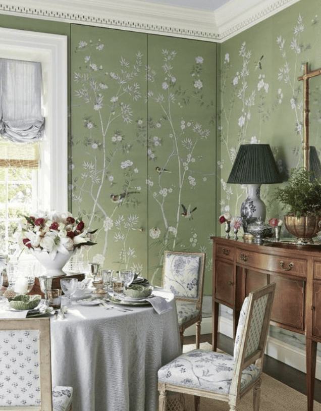 grandmillennial green in home decor
