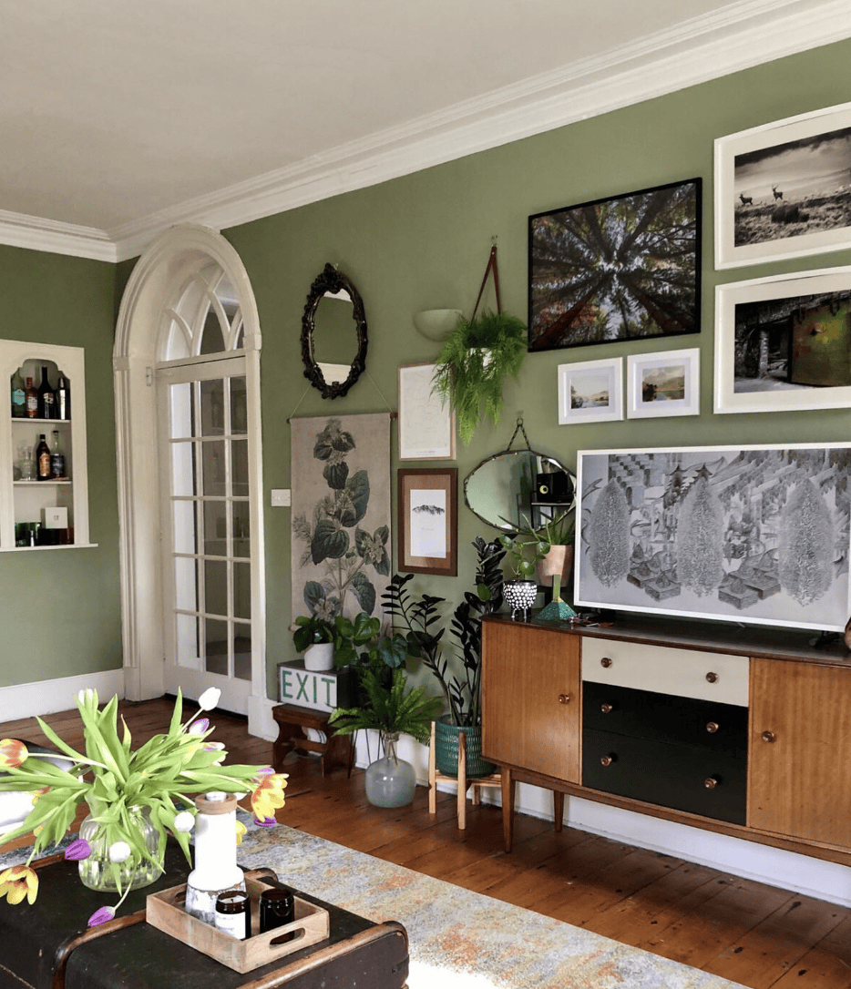 grandmillennial green in home decor
