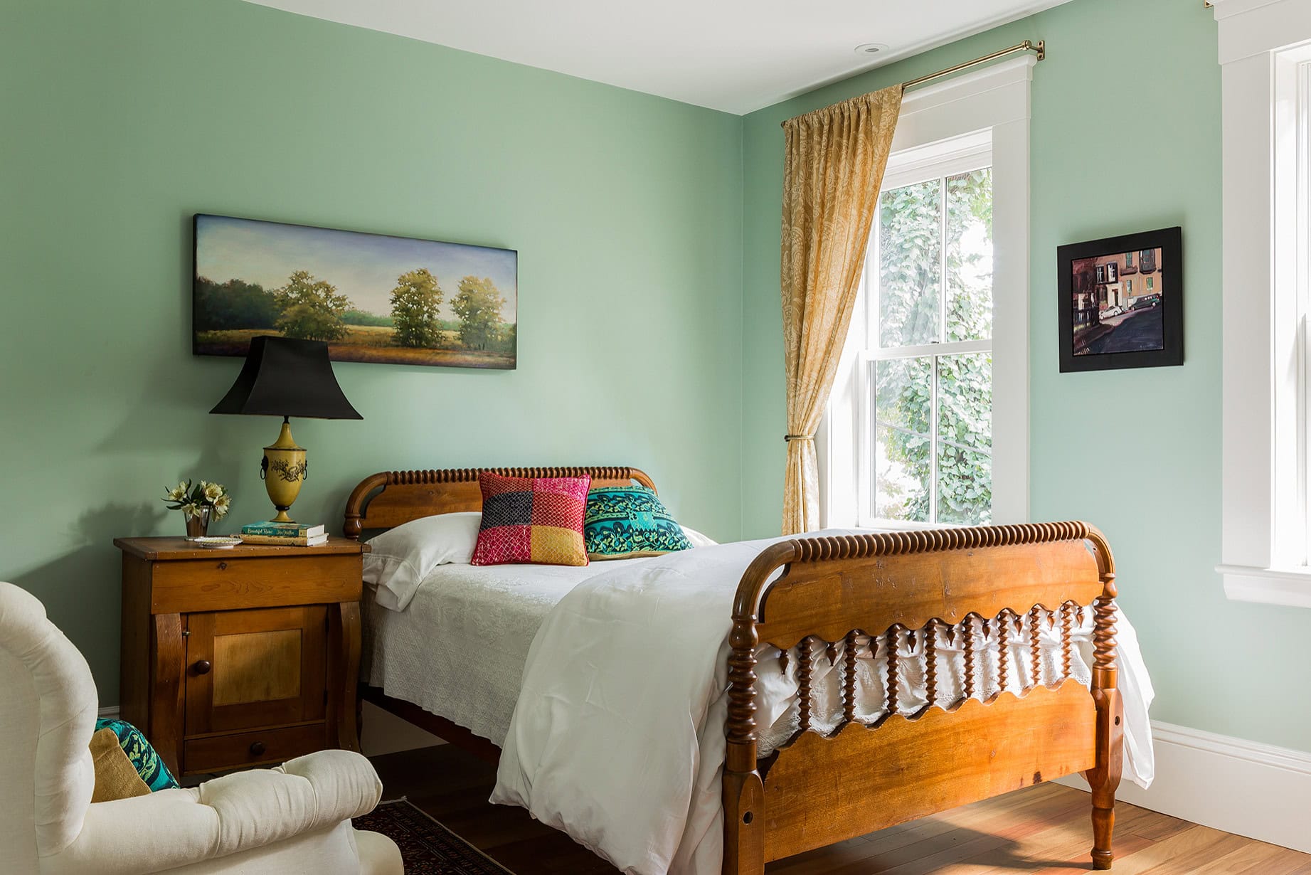 Bedroom in traditional chic style featured in renovation home tour