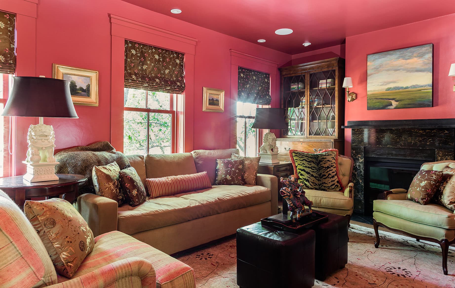 Living room in traditional chic style featured in renovation home tour
