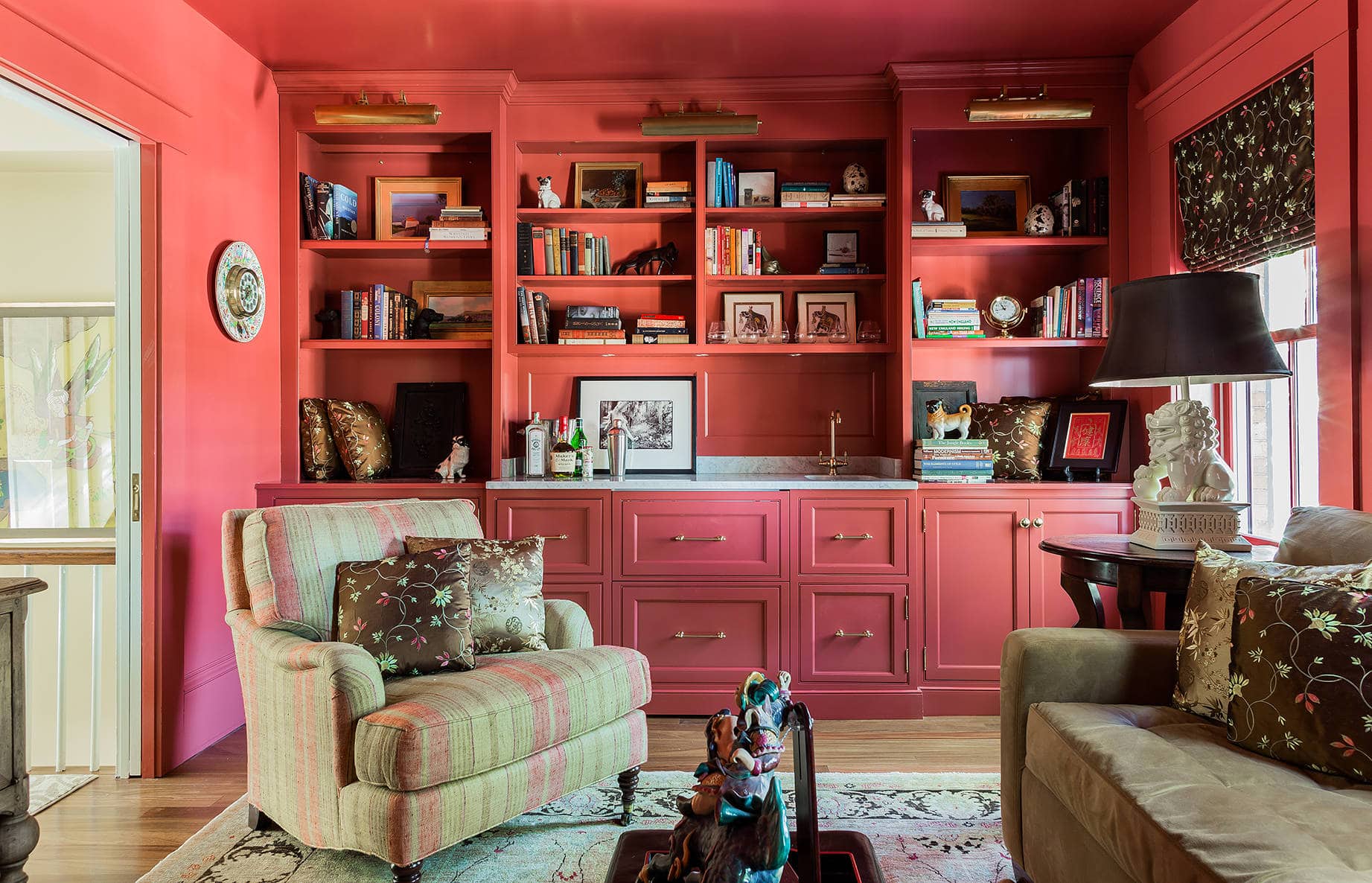 Living room in traditional chic style featured in renovation home tour