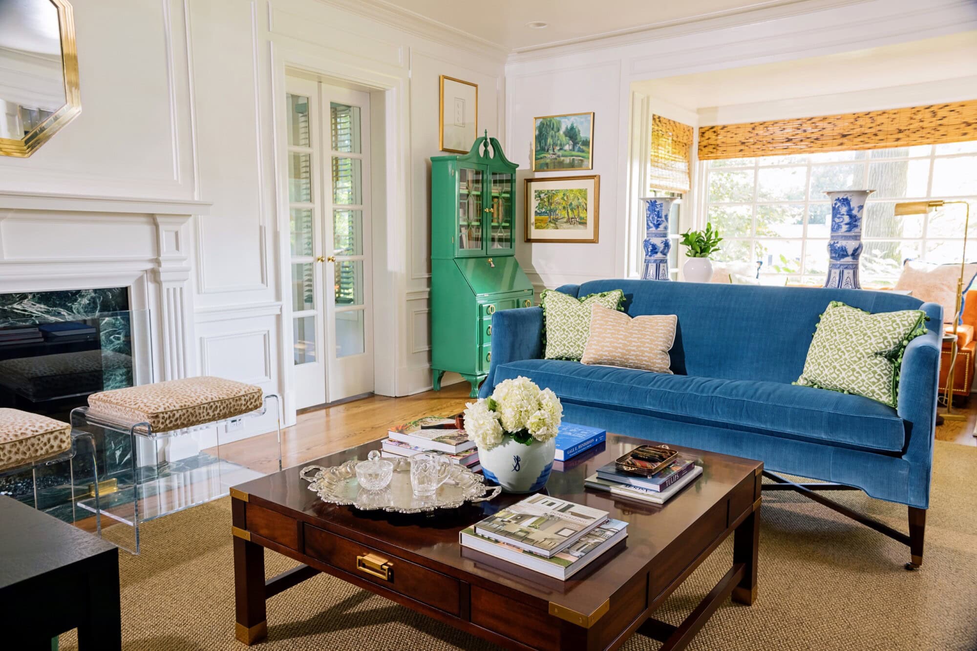 Amy Studebaker interior design featuring a traditional colorful living room
