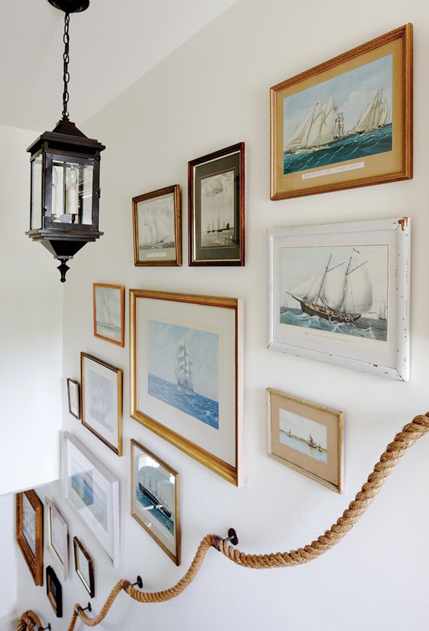 Idea to embrace a nautical theme decor featuring gallery wall staircase