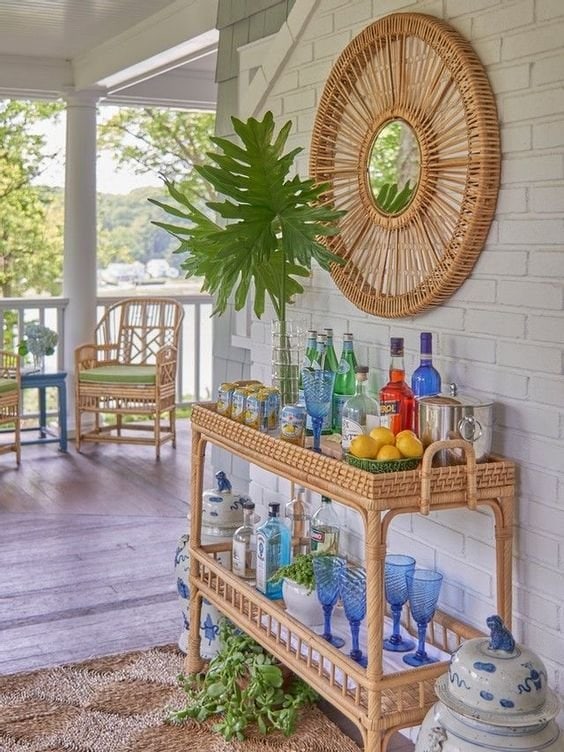 Porch bar set in tropical decor style 