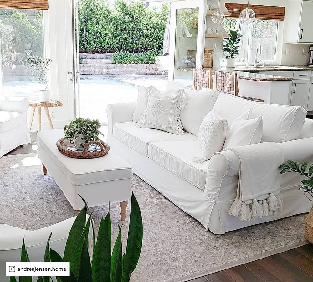 Minimalist decor for summer idea featuring coastal living room