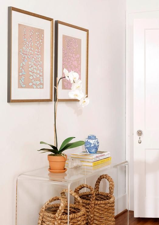 Minimalist decor for summer idea featuring coastal console acrylic table