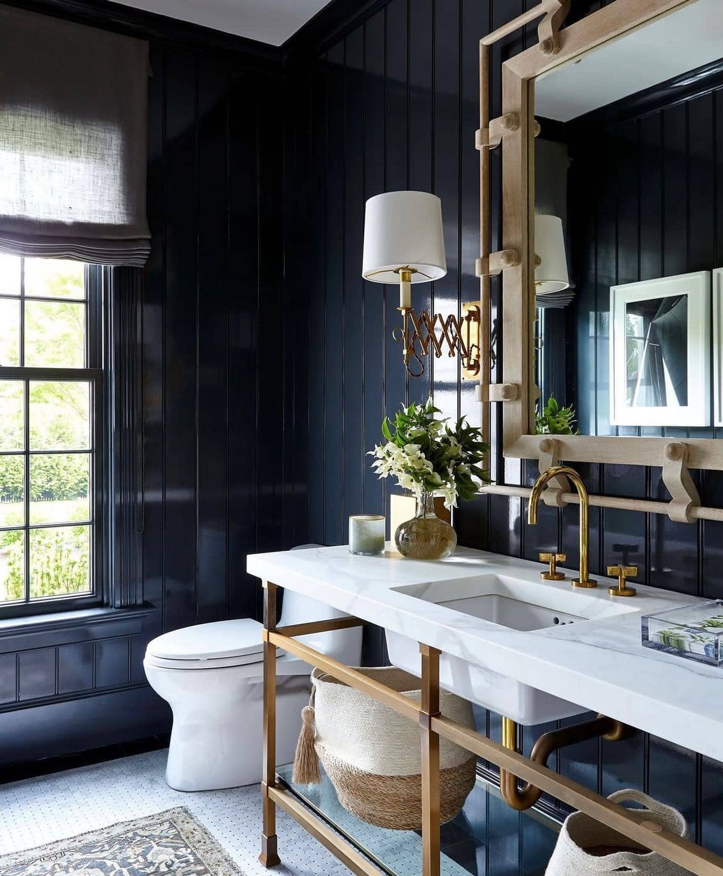 Budget bathroom remodeling ideas featuring moody style