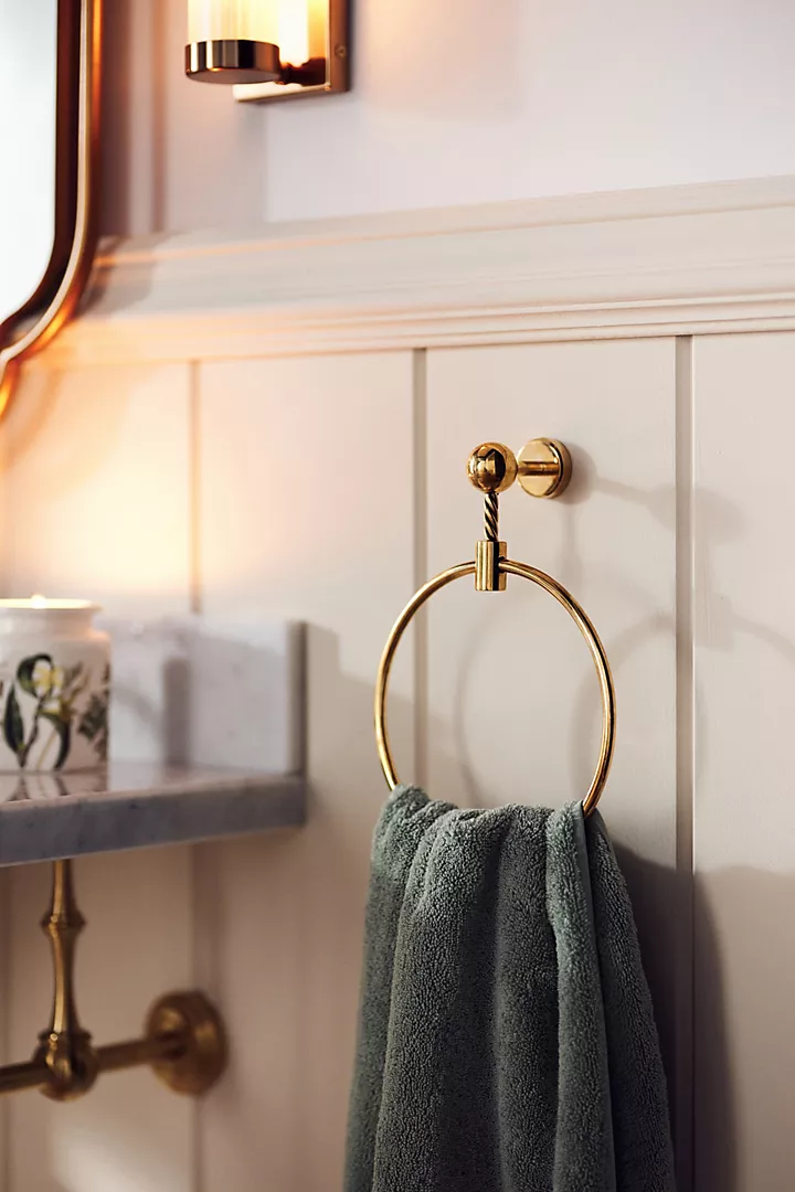 Budget bathroom remodeling ideas featuring cottage style towel holder