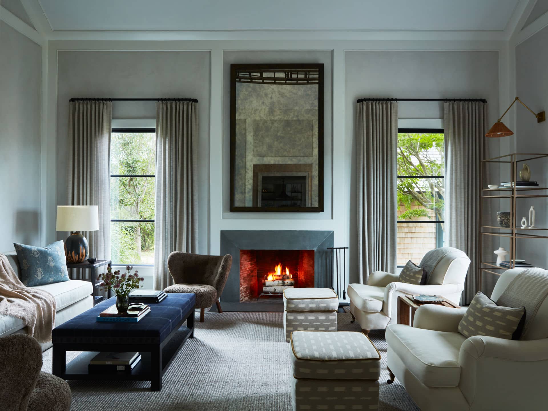 Photo of moody refined living room from project Southampton designed by Marea Clark.