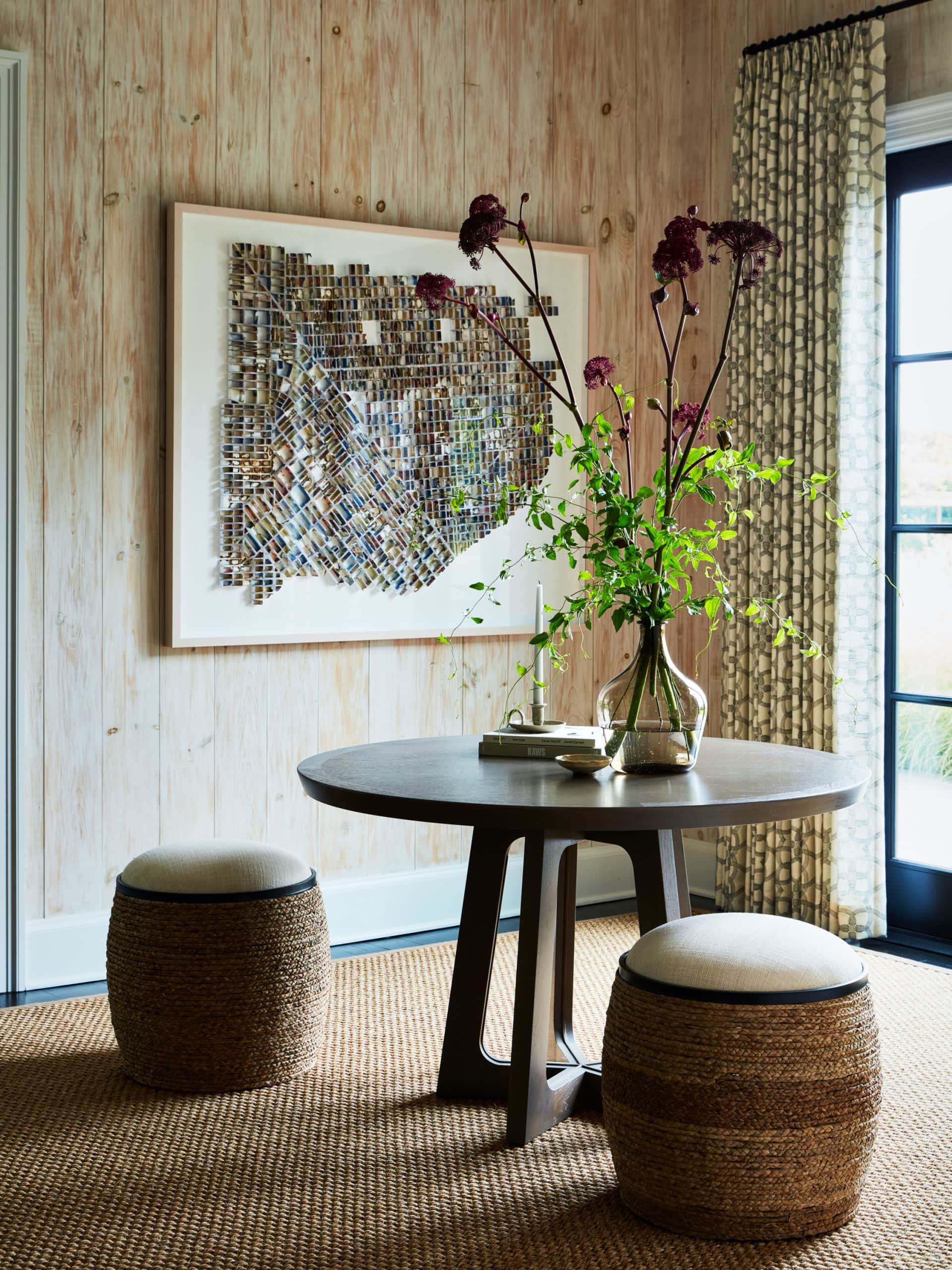 Photo of rustic refined entryway foyer from project Southampton designed by Marea Clark.