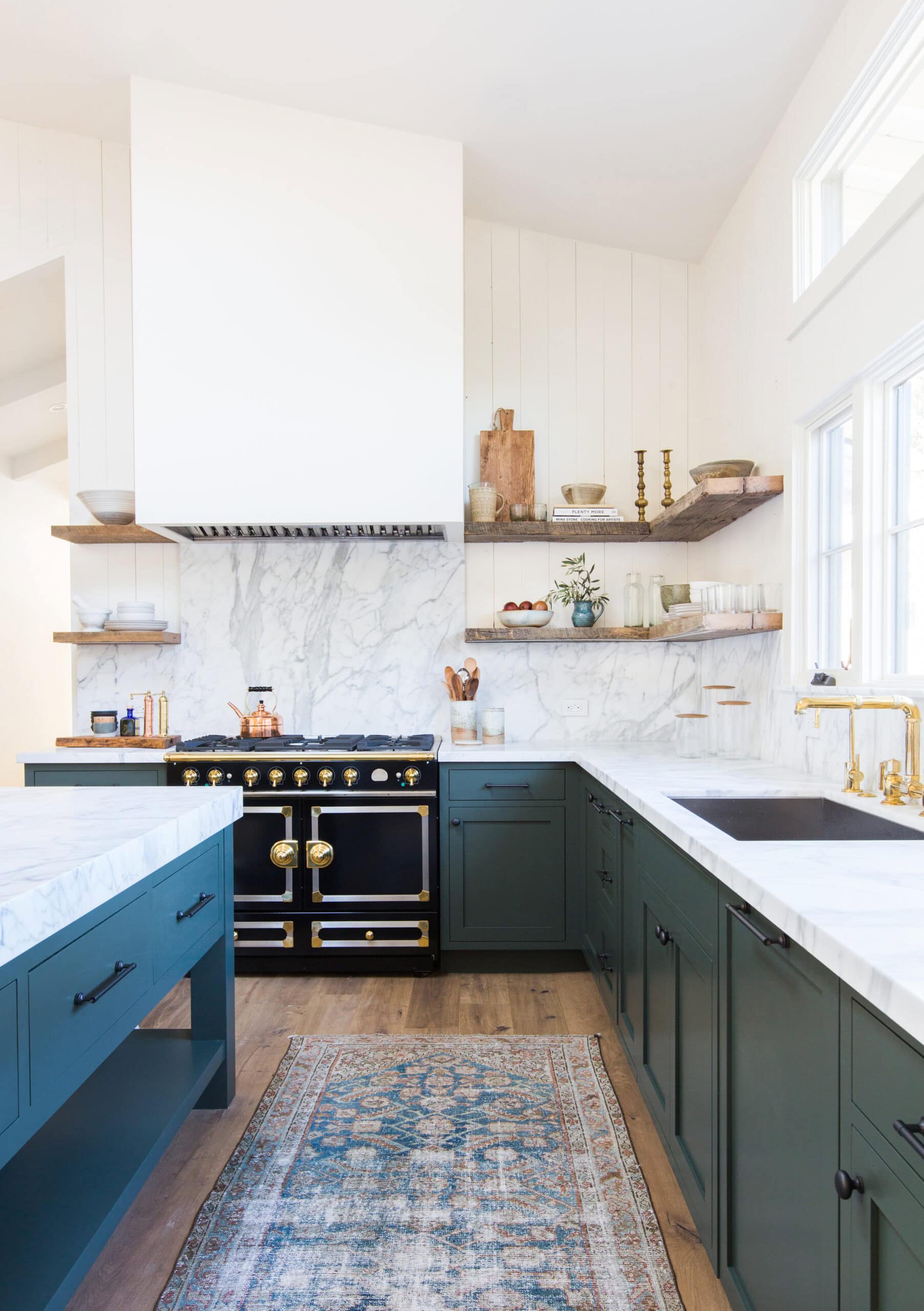 Californian-Inspired Luxury Aesthetic idea featuring blue and white kitchen designed by Amber Lewis